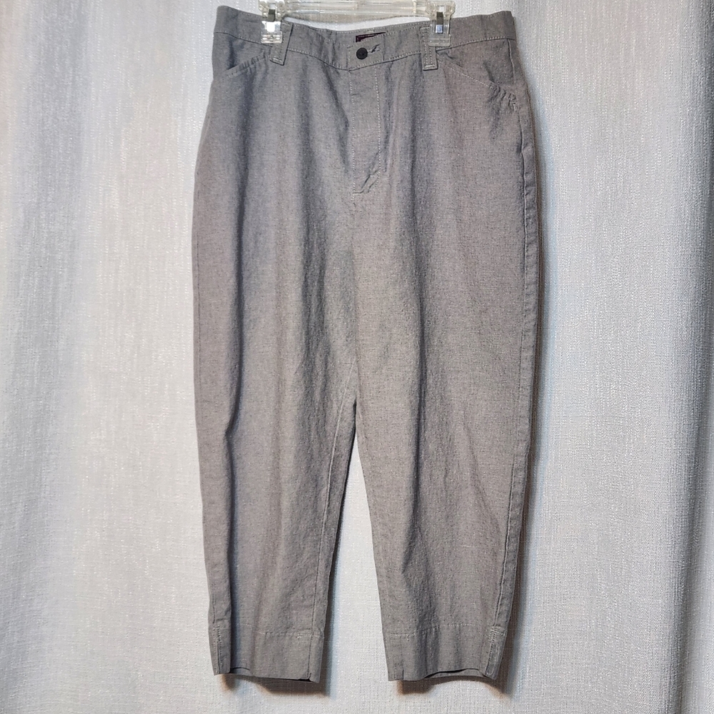 Riders Casual Capri Pants Gray Grey Cotton 12 Medium